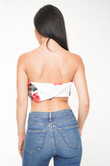 Bloemenprint bandeau crop top