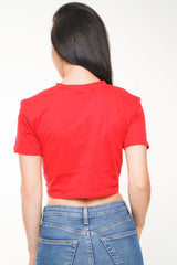 Rainbow Foil VOGUE Print Crop Top