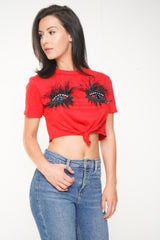 Diamante Eyelash Applique Crop Top