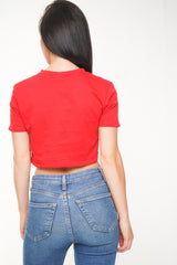 Diamante Eyelash Applique Crop Top