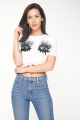 Diamante Eyelash Applique Crop Top