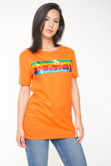 Camiseta de estampado de vogue de lámina de arcoirbow