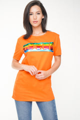 Camiseta de estampado de vogue de lámina de arcoirbow