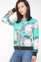 Floral Print Bomber Jacket