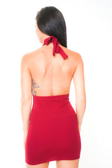 Halterneck Button Detail Mini Dress