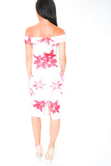 V-bar bloemenprint bardot midi-jurk