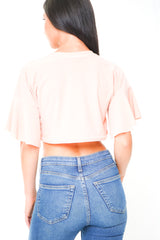 Graphic Applique Tasselled Crop Top
