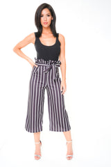 Papiertüte Krawatte Taille gestreiftes Culotte -Hosen