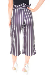 Papiertüte Krawatte Taille gestreiftes Culotte -Hosen