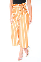 Papiertüte Krawatte Taille gestreiftes Culotte -Hosen