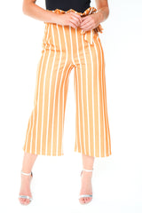 Papiertüte Krawatte Taille gestreiftes Culotte -Hosen