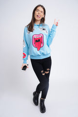 Hooded Monster Printed Sweatshirt Jumper