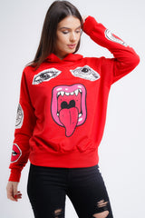 Hooded Monster Printed Sweatshirt Jumper