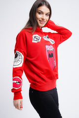 Hooded Monster Printed Sweatshirt Jumper