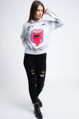 Hooded Monster Printed Sweatshirt Jumper