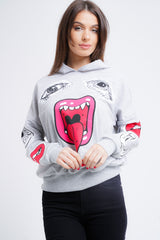 Hooded Monster Printed Sweatshirt Jumper