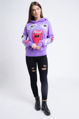 Hooded Monster Printed Sweatshirt Jumper