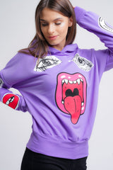 Hooded Monster Printed Sweatshirt Jumper