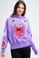 Hooded Monster Printed Sweatshirt Jumper