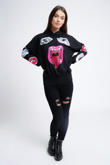 Hooded Monster Printed Sweatshirt Jumper