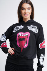 Hooded Monster Printed Sweatshirt Jumper