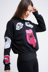 Hooded Monster Printed Sweatshirt Jumper
