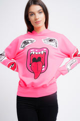 Hooded Monster Printed Sweatshirt Jumper
