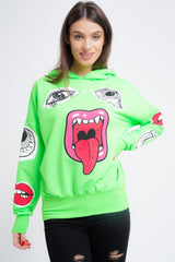 Hooded Monster Printed Sweatshirt Jumper