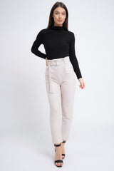 Kady & Olivia Belted Croc Print Tapered Trousers