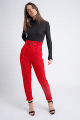 Kady & Olivia Belted Croc Print Tapered Trousers
