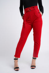 Kady & Olivia Belted Croc Print Tapered Trousers
