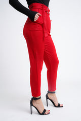 Kady & Olivia Belted Croc Print Tapered Trousers