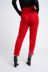 Kady & Olivia Belted Croc Print Tapered Trousers