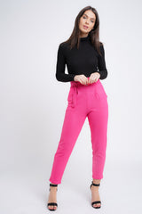 Kady & Olivia Belted Croc Print Tapered Trousers
