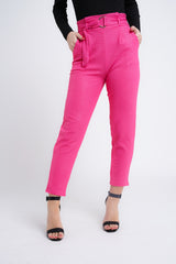 Kady & Olivia Belted Croc Print Tapered Trousers