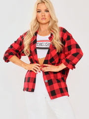 Oversized Button Up Tartan Check Shirt