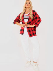 Oversized Button Up Tartan Check Shirt