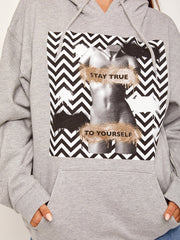 Stay True Graphic Fleeced Hoodie