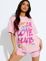 Self Love Club Oversized T-Shirt & Shorts Co-ord