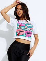 Deep Feelings Lip Print Crop Top