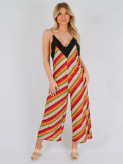 Striped Backless Jumpsuit
