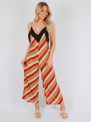 Striped Backless Jumpsuit