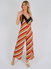 Striped Backless Jumpsuit
