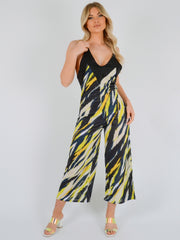 Tiger Print Backless Jumpsuit