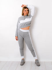 Contrast Panelled Zip Lounge Set