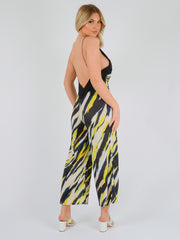 Tiger Print Backless Jumpsuit