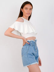 Cold Shoulder Frill Top
