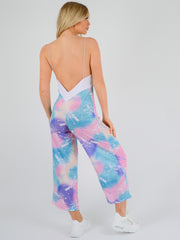 Paint Splash Printed Backless Jumpsuit