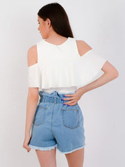 Cold Shoulder Frill Top