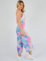 Paint Splash Printed Backless Jumpsuit
